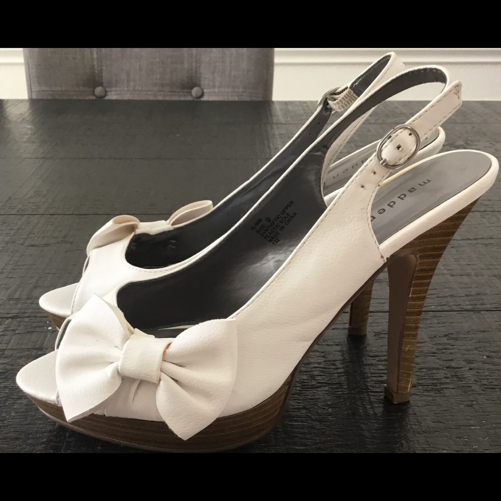 Cute Flirty White Open Toe Heels